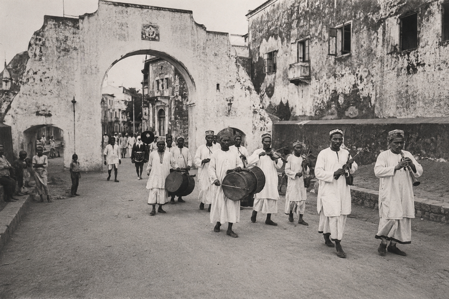 Historic-style coastal procession through Old Town Mombasa